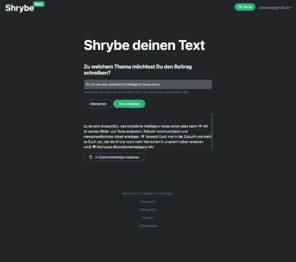 Shrybe.de Screenshot